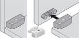 Blum 2 piece carcase connector in white screw-on