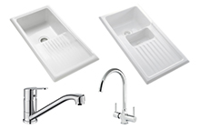 White Ceramic Sink and Tap Packs