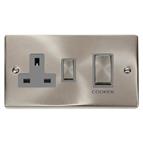 Click Ingot 45A DP Switch + 13A Switched Socket - Grey/Satin Chrome