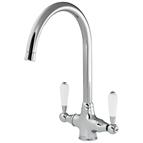 Reginox Elbe Tap Dual Lever Chrome / White Handles, includes fixing kit