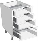 Antaro Metallic Grey 900mm Cabinet Pack, 3 Cutlery &amp; 1 Pan Drawer