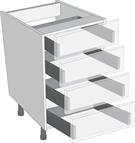 Antaro Metallic Grey 600mm Cabinet Pack, 4 Cutlery Drawers