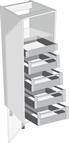 Antaro Metallic Grey 600mm Tall Cabinet Pack, 1 Cutlery &amp; 4 Pan Drawers
