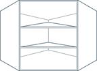 600 x 600 x 900mm Angled Corner Wall Unit Carcass in White (Flat Pack)