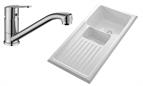 Sink and Tap Pack, Single Lever Dania Tap and 1.5 Bowl Ceramic Sink, White