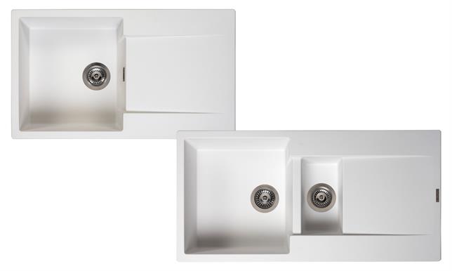 Pure White Granite Single and 1.5 Bowls