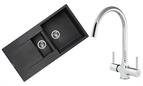 Sink and Tap Pack, Thames Tap and Composite Amsterdam Sink 1.5 Bowl Black