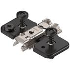 Blum 0mm cruciform cam back plate - split dowels and screws. Onyx Black.