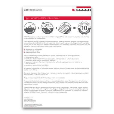 EGGER Worktops Guarantee