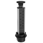 Sensio Black Pull up Socket 3 x Plug Sockets + 2 x USB Ports