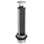 Sensio Aluminium  Pull up Socket  3 x Plug Sockets  + 2 x USB Ports