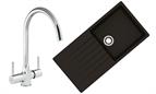 Sink and Tap Pack, Thames Tap and Composite Harlem Sink single Bowl Black