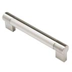 Keyhole bar handle, brushed nickel 156mm centres 22mm diameter