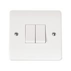Click 10AX 2 Gang 2 way plate switch white