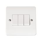 Click 10AX 3 Gang 2 way plate switch white