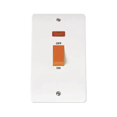 45A 2 Gang Single Cooker Switch with Neon