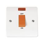 Click 45A 1 Gang Single Cooker Switch with Neon white