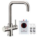 Reginox Tribezi 3 in 1 Hot water tap Brushed Nickel, inc tank+2 filters