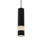 Sensio Solinas Black Pendant, IP44,Crushed Crystal, Dimmable, Warm White
