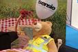 This teddy bear was up for grabs.