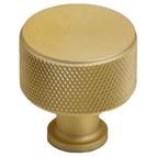 Knurled Aluminium Knob, Satin Brass 30mm