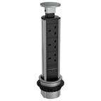 Sensio Stainless Steel Pull up Socket  3 x Plug Sockets  + 2 x USB Ports