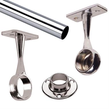19mm Round Wardrobe Rail and Fixings