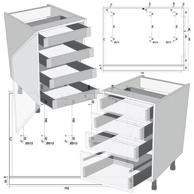 Merivobox Standard Drawer Pack Drilling Specifications