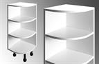 White curved unit for Legno Curved Door 720 x 296 x 296mm (Flat Pack)