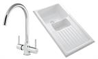 Sink and Tap Pack, Thames Tap and 1.5 Bowl Ceramic Sink, White